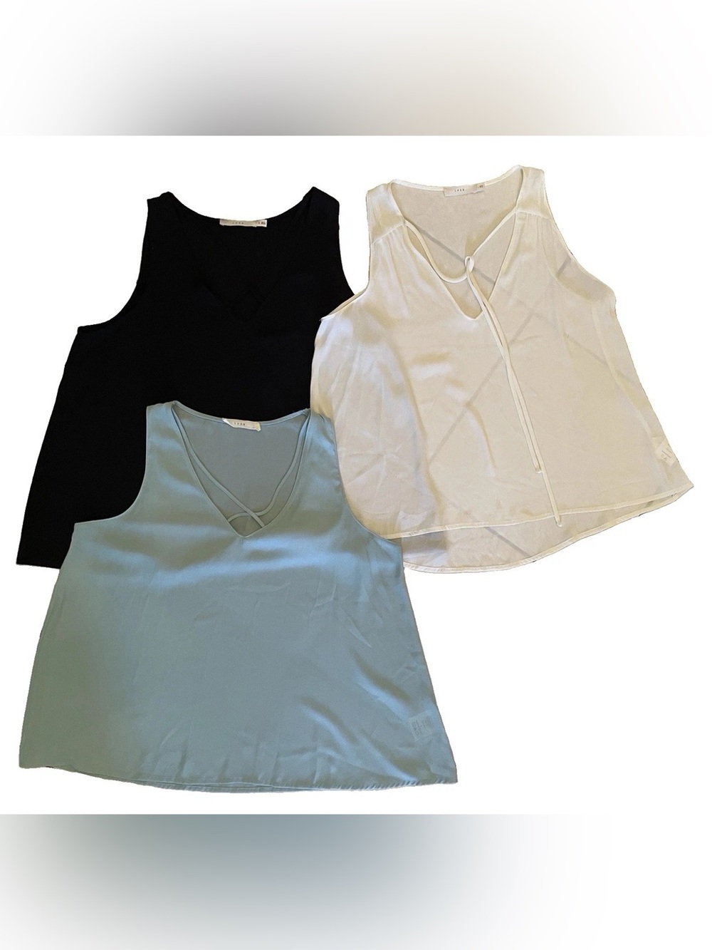 Lush Women's Tank Tops in Black, White & Light Blue (3-Pack)